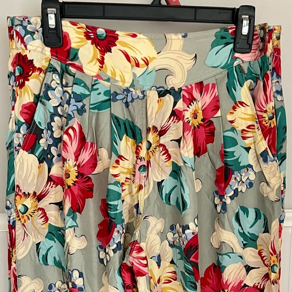 Vintage Lizwear Floral Rayon Pants Sz 10 NWOT - Beach Coastal Resort Travel - Picture 6 of 6